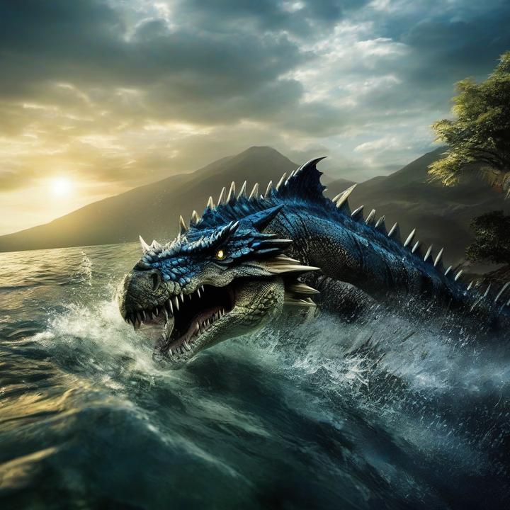 Monster Hunter character battling Lagiacrus underwater.