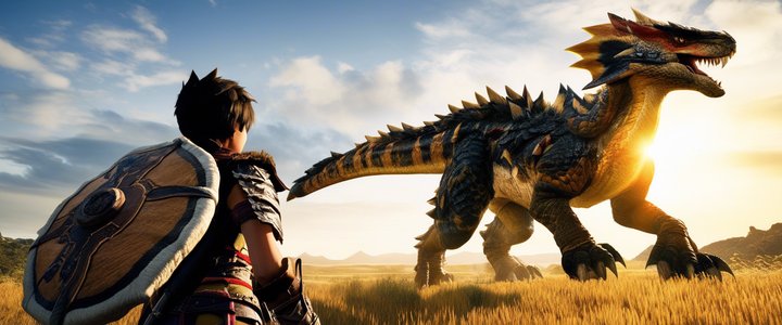 Monster Hunter player battling a large monster in a forest environment.